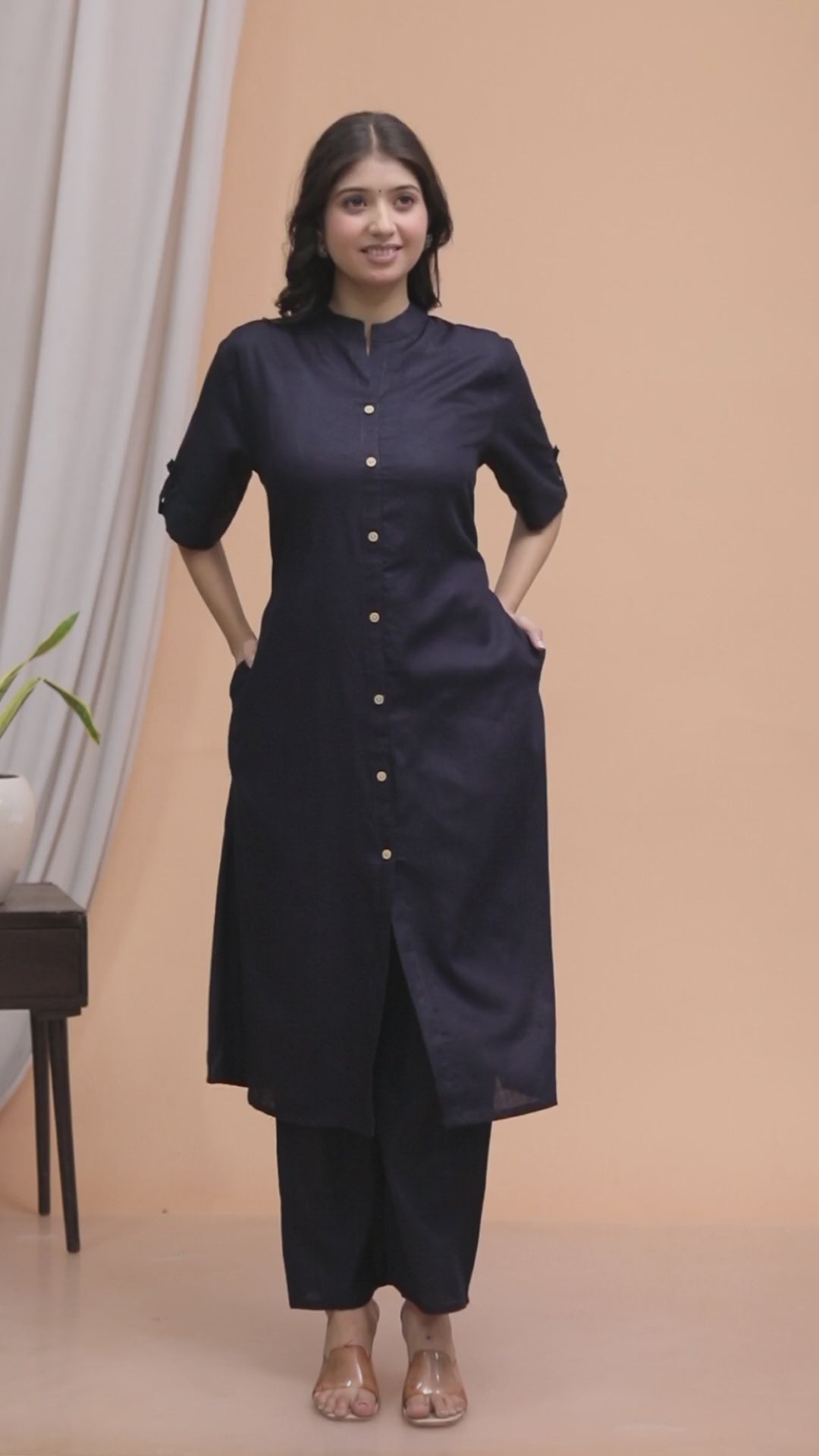 Aarika Blue Plain Kattha Cotton Set