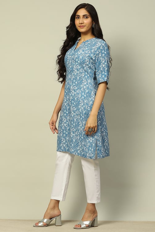 Aarna Woven Print Straight Rayon Kurta