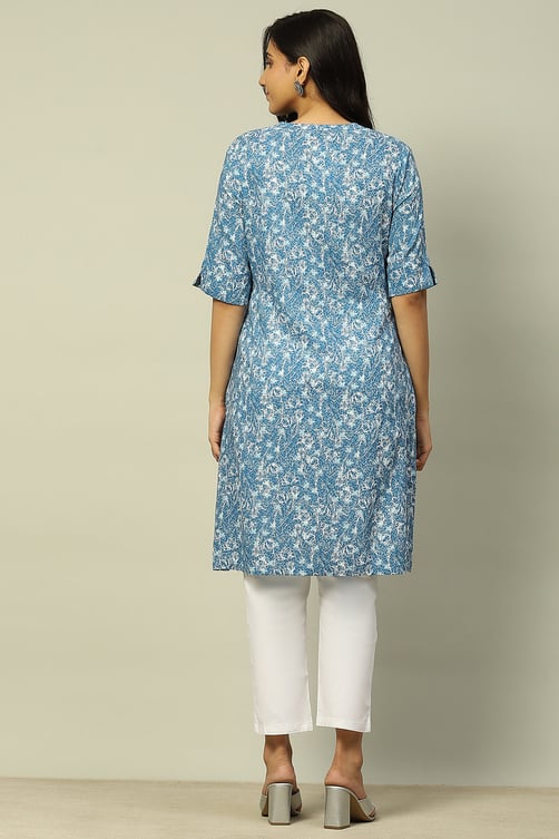 Aarna Woven Print Straight Rayon Kurta