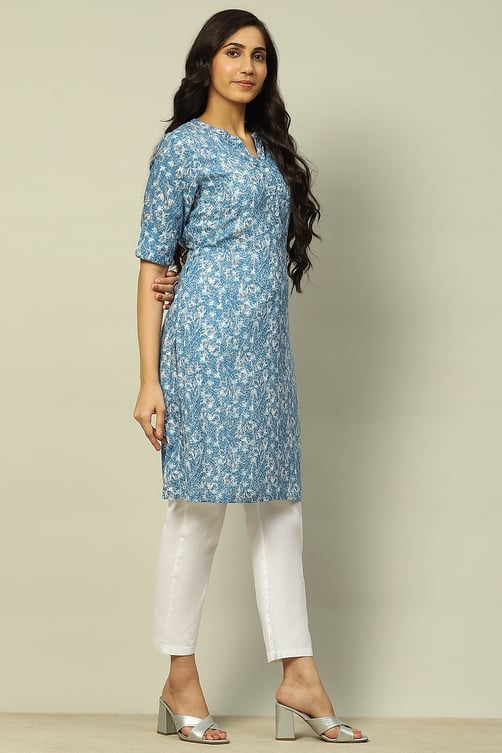 Aarna Woven Print Straight Rayon Kurta