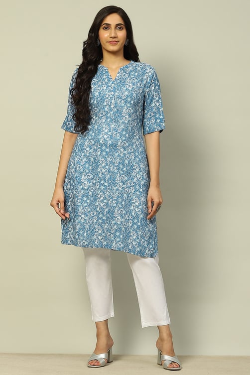 Aarna Woven Print Straight Rayon Kurta