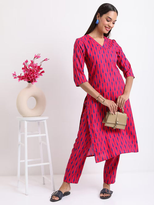 Aaira Pink Printed Kurta Pant Set