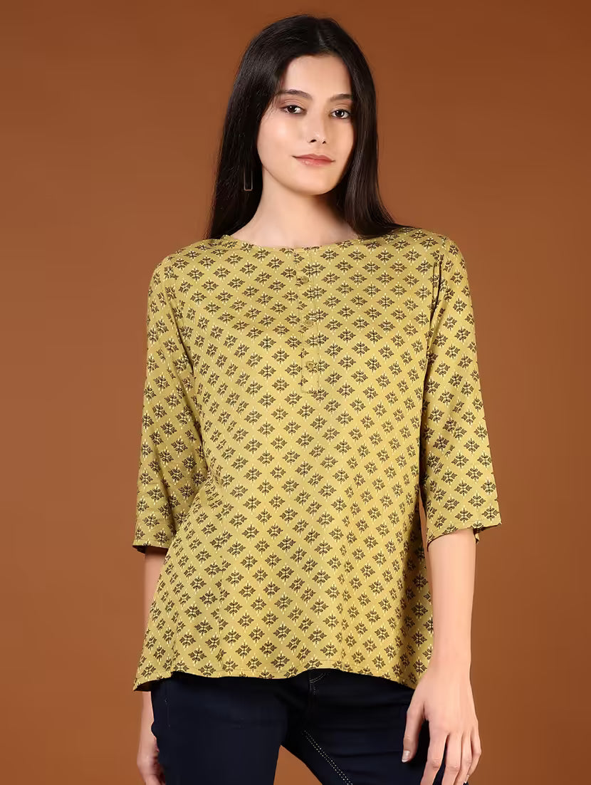 Shahana Mustard Rayon Straight Kurta