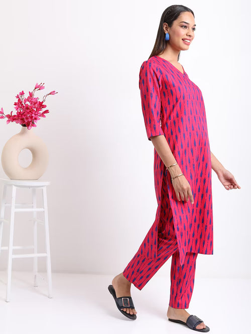 Aaira Pink Printed Kurta Pant Set