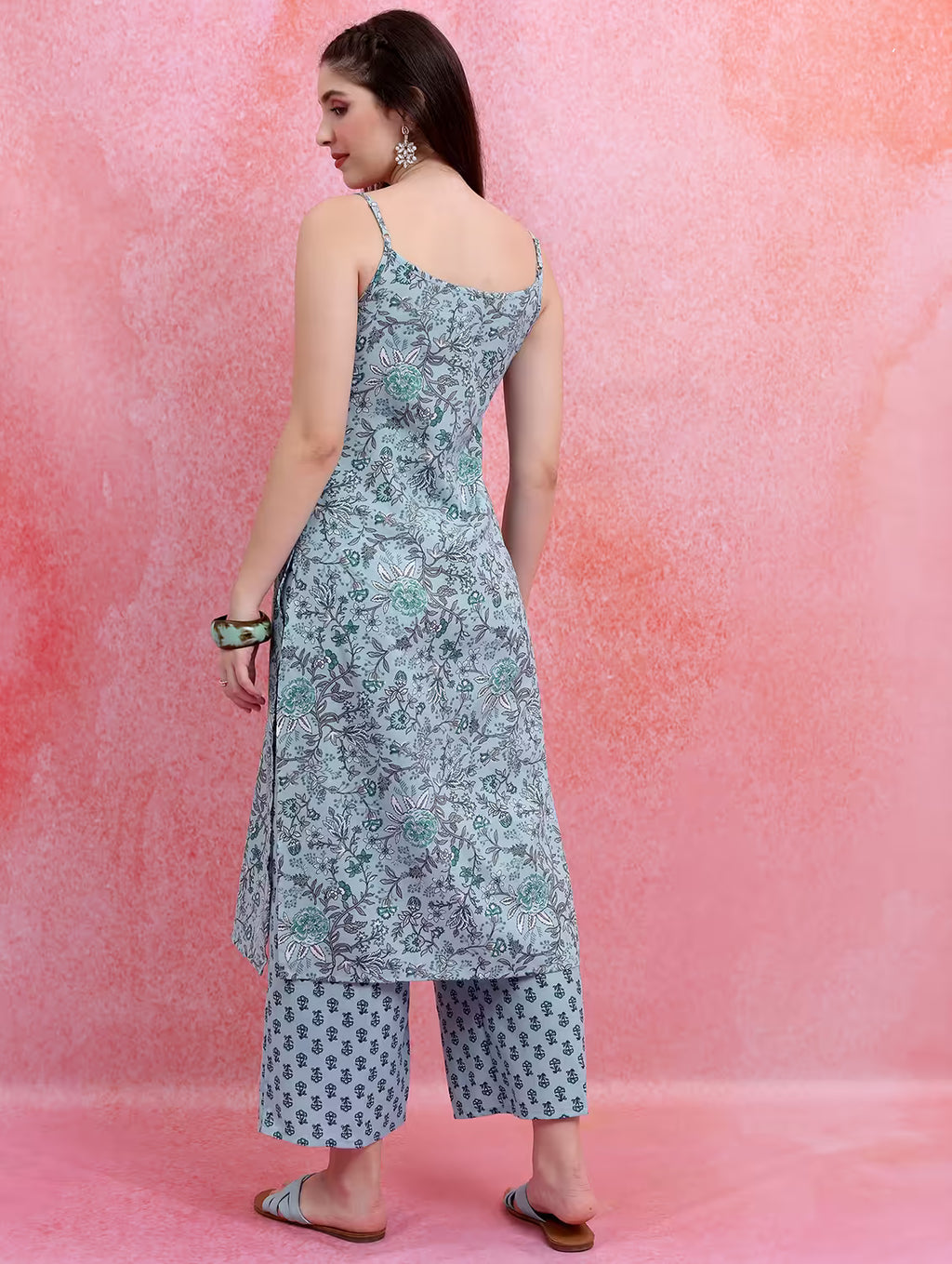 Meher Light Blue Floral Kurta Palazzo Set