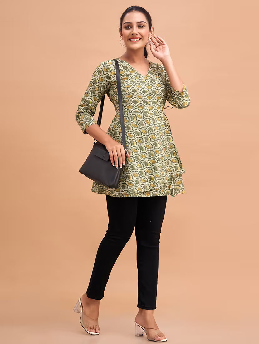 Feranoid Nivriti Green Angrakha Kurta